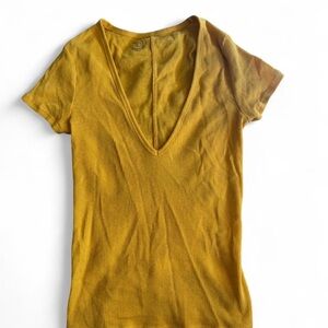 Urban Outfitters Mustard V-Neck Tee